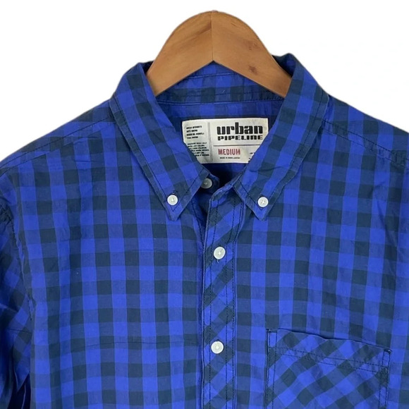 BF486 Mens Urban Pipeline Trendy Plaid Hipster Checkered Button Down Shirt M - Picture 3 of 5